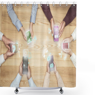 Personality  Businesspeople Using Social Media Shower Curtains