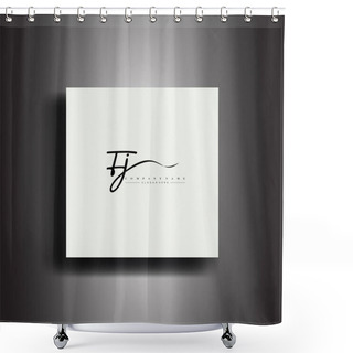 Personality  FJ Signature Style Monogram.Calligraphic Lettering Icon And Handwriting Vector Shower Curtains