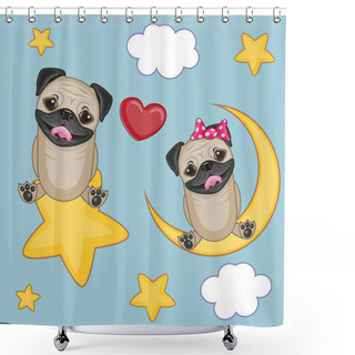 Personality  Lovers Pug Dogs Shower Curtains