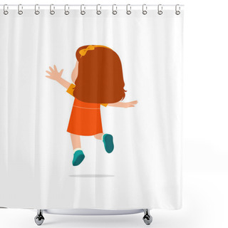 Personality  Little Kid Jump And Feel Happy, Back View Shower Curtains