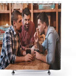 Personality  Pleasant Nice Man Telling His Friends A Secret Shower Curtains