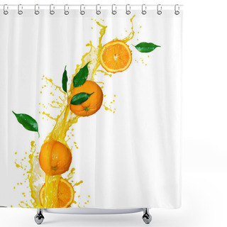 Personality  Orange Juice Splash Isolated On White Shower Curtains