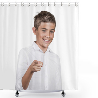 Personality  Teenager Laughing, Pointing With Finger At Someone Shower Curtains