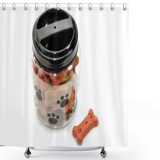 Personality  Jar Of Doggy Treats Shower Curtains