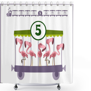 Personality  Train With Numbers And Animals Isolated On White Background Shower Curtains