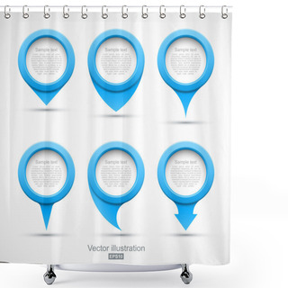 Personality  Set Of Blue Circle Pointers 3D Shower Curtains