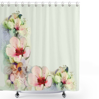 Personality  Floral Vintage Greeting Card With Spring Flowers Shower Curtains