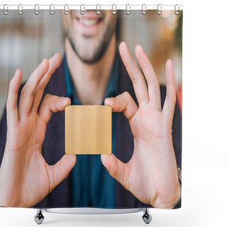 Personality  Businessman Showing Business  Card Shower Curtains