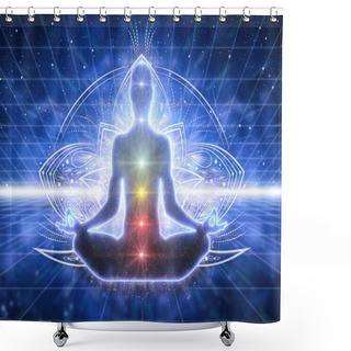 Personality  Meditation Abstract Spiritualism Yoga Concept Is Great Background Image For Any Spiritual Purposes.Like;Meditation Visual Or TapestrySpiritual DecorationSpiritualism Related NewsPsychedelic Design, Tapestry, Album Cover Or Flyer Shower Curtains