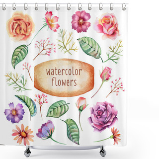Personality  Watercolor Flowers Shower Curtains