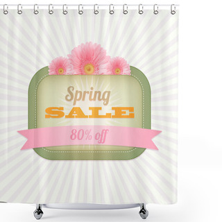 Personality  Vintage Card - Spring Sale. Vector Illustration Shower Curtains