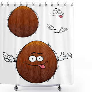 Personality  Cute Happy Cartoon Coconut With A Cheesy Grin Shower Curtains