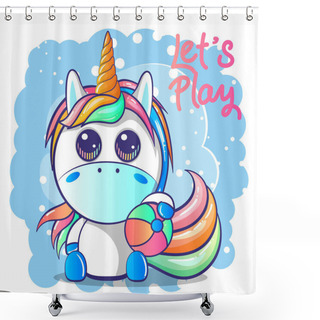 Personality  Cute Baby Unicorn Shower Curtains