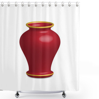 Personality  Illustration Of Empty Flower Vase, Vector Isolated On White Back Shower Curtains