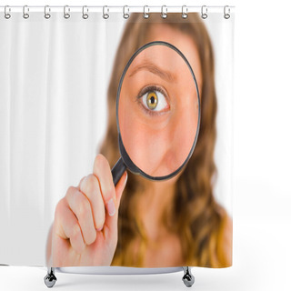 Personality  Lady Holding A Magnifying Glass Shower Curtains