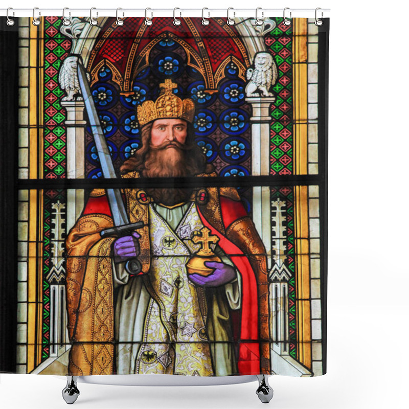 Personality  Charlemagne - Stained Glass In Cologne Cathedral Shower Curtains