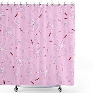 Personality  Light Pink Seamless Pattern With Dandelion Fluff Shower Curtains