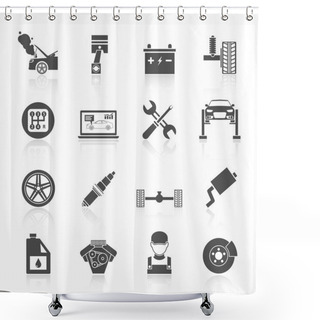 Personality  Auto Service Icons Shower Curtains