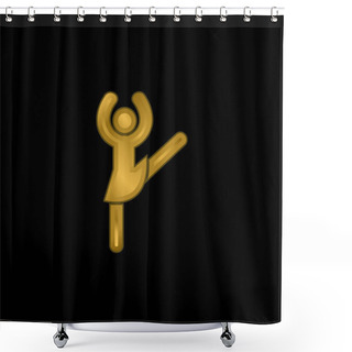 Personality  Ballerina Pose Gold Plated Metalic Icon Or Logo Vector Shower Curtains
