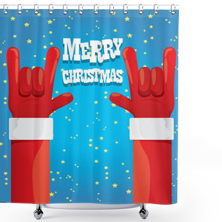 Personality  Santa Claus Hand Rock N Roll Vector Illustration. Shower Curtains