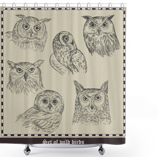 Personality  Set Of Birds.Owls. Vector Illustration Shower Curtains