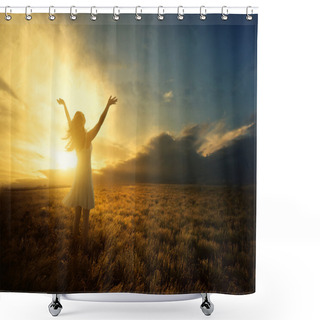 Personality  Praise At Sunset Shower Curtains