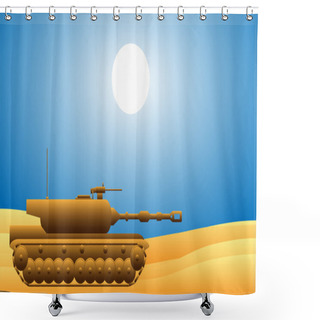 Personality  Modern Heavy Tank In Desert Shower Curtains