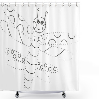 Personality  Dragonfly Coloring Dot To Dot Shower Curtains