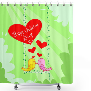 Personality  Two Birds Couple Kissing Shower Curtains