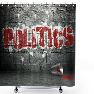 Personality  Graffiti Wall With Politics, Street Background Shower Curtains