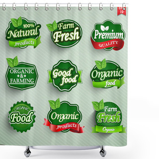 Personality  Farm Fresh Food Label, Badge Or Seal Shower Curtains