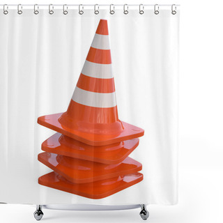 Personality  3D Traffic Cones Isolated On White... Shower Curtains