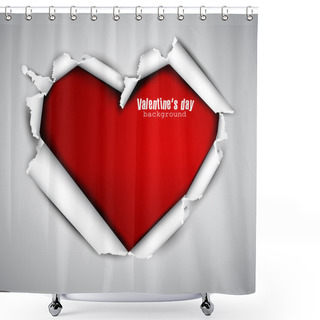 Personality  Torn Paper With Space For Text. Red Heart. Valentine's Day Vecto Shower Curtains