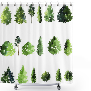 Personality  Set Of Trees Drawing By Watercolor Shower Curtains