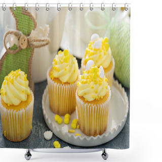 Personality  Lemon Cupcakes For Easter Shower Curtains