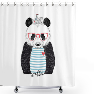 Personality  Cute Panda Sailor Shower Curtains