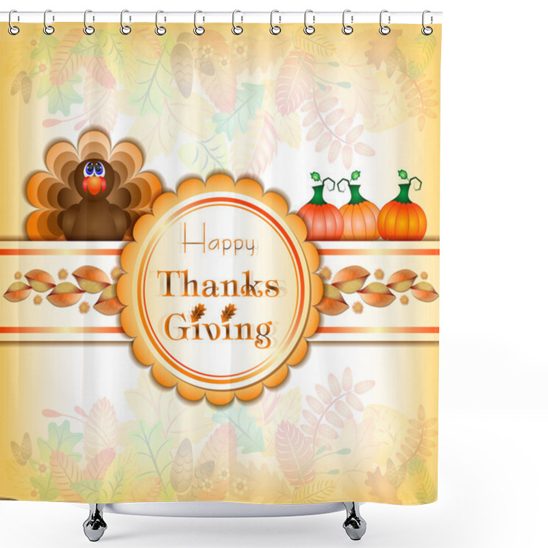 Personality  Postcard For Thanksgiving In Scrapbooking Style Shower Curtains