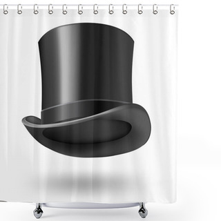 Personality  Black Getleman Hat On White Shower Curtains