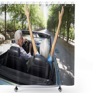 Personality  Senior Couple In Sports Car Shower Curtains