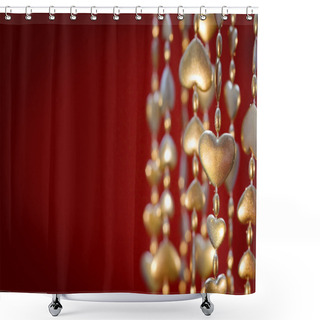 Personality  Valentine's Day Gold Heart Garland Shower Curtains