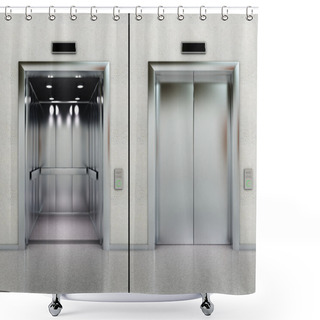 Personality  Open And Closed Elevator Shower Curtains