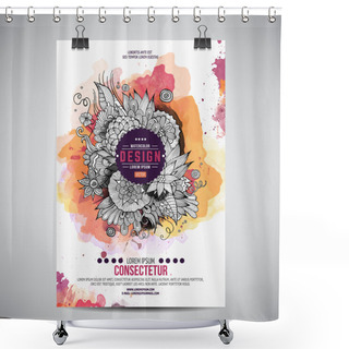 Personality  Vector Watercolor Paint Floral Poster Shower Curtains
