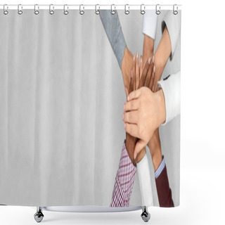 Personality  Diverse Business Team Putting Hands Together Shower Curtains