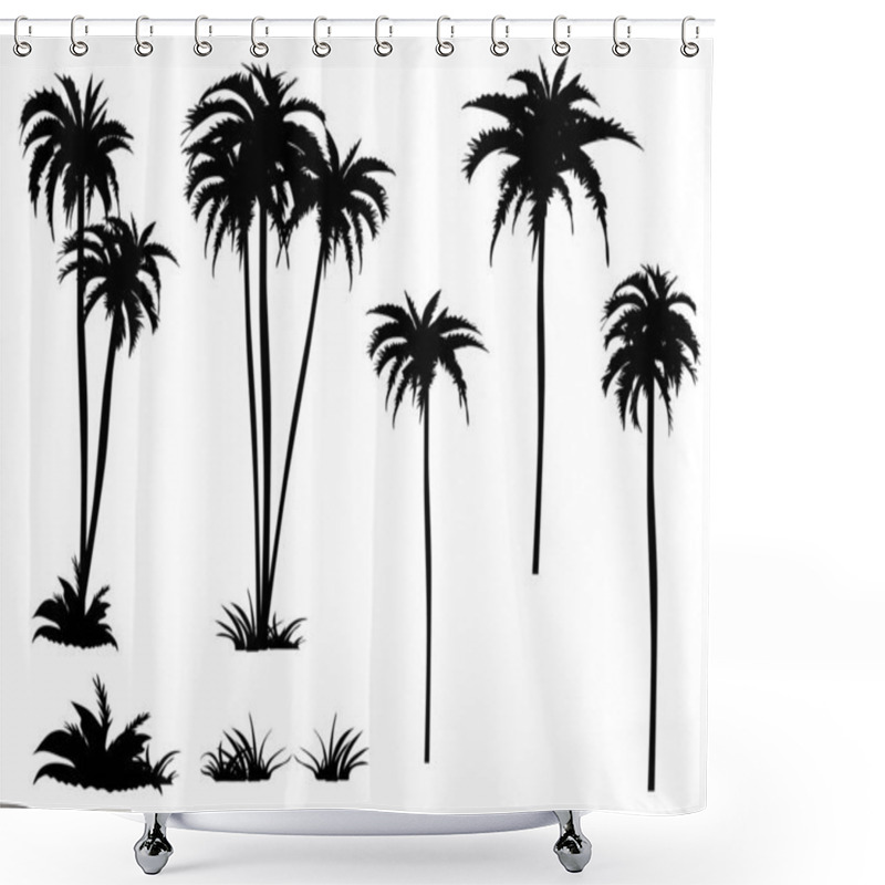 Personality  Vector Silhouettes Of Coconut Trees Set Isolated On Transparent Background Eps Shower Curtains