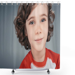 Personality  Curly Little Boy At Studio Shower Curtains