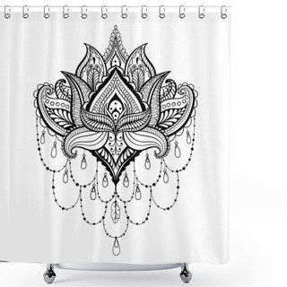 Personality  Vector Ornamental Lotus, Ethnic Zentangled Henna Tattoo, Pattern Shower Curtains
