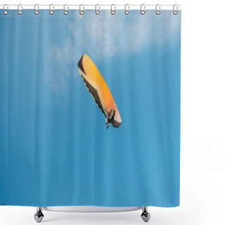 Personality  Parachutist Flying In Blue Clear Sky, Crimea, Ukraine, May 2013 Shower Curtains