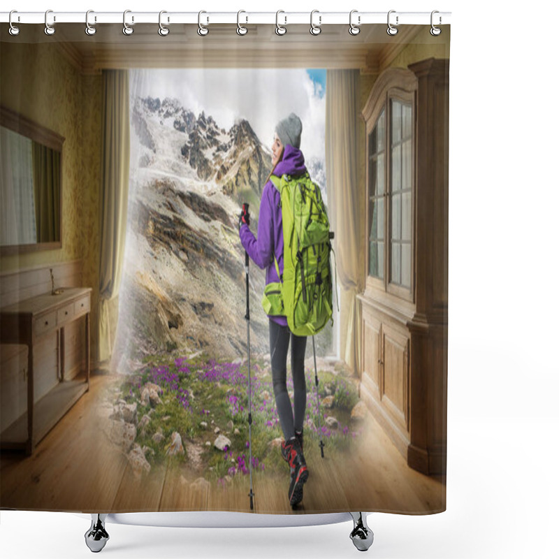 Personality  Female Hiker Shower Curtains