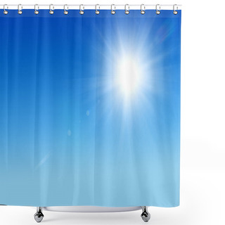 Personality  Shining Sun At Clear Blue Sky With Copy Space Shower Curtains