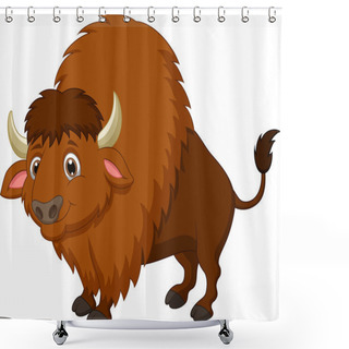 Personality  Cute Bison Cartoon Shower Curtains